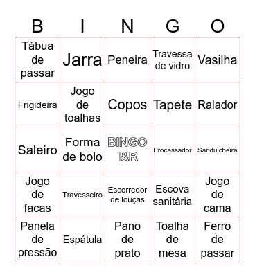 Chá de casa nova - I&R Bingo Card