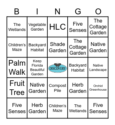 DISCOVERY GARDENS BINGO Card