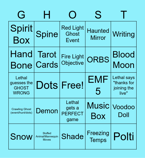 PHASMO BINGO Card