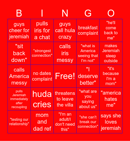 Hurricane Huda Bingo Card