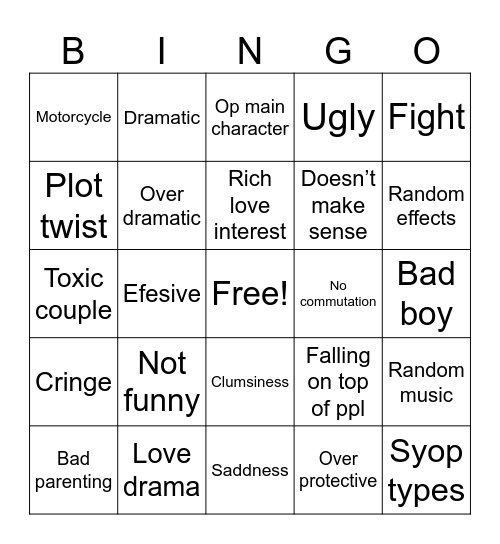 Gacha mini movie Bingo Card