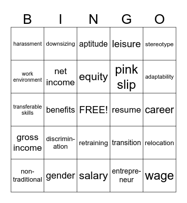 Careers Bingo Card