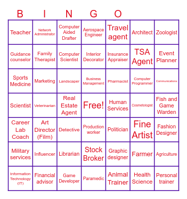 Careers Bingo Card