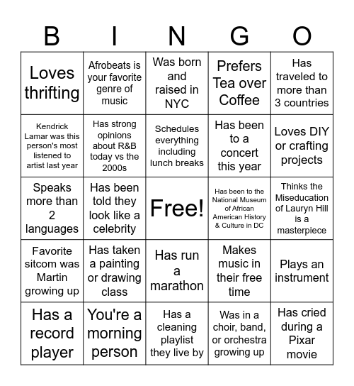 Juneteenth Bingo Card