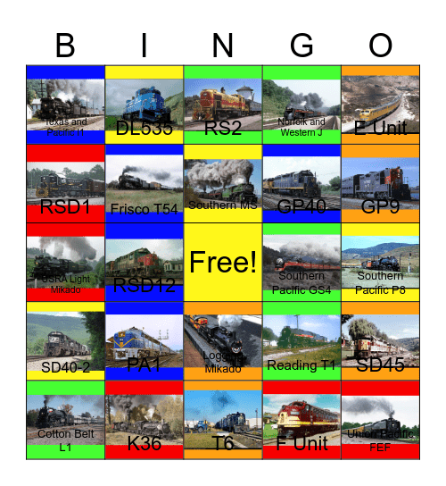 Railroad Museums in the U.S.A that the Museum Goers would like to learn the history about the engines one day Bingo Card