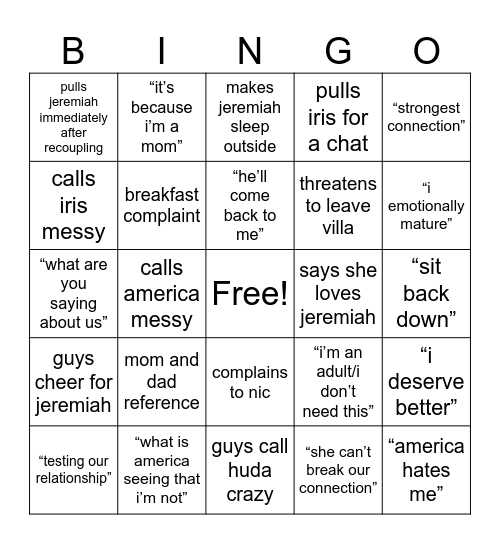 FREE JEREMIAH Bingo Card