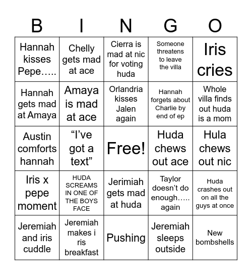 Bad Uncle Vibes Bingo Card