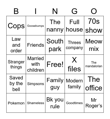 TV Bingo Card