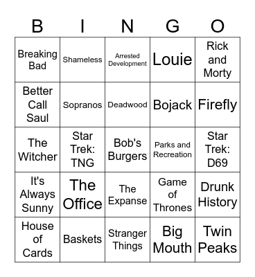 TV Bingo Card