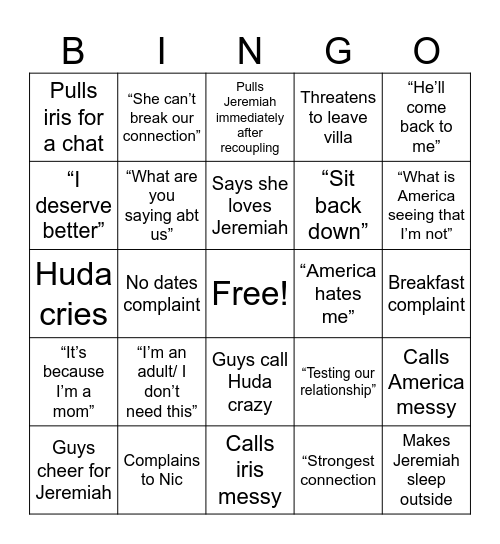 #FreeJeremiah Bingo Card