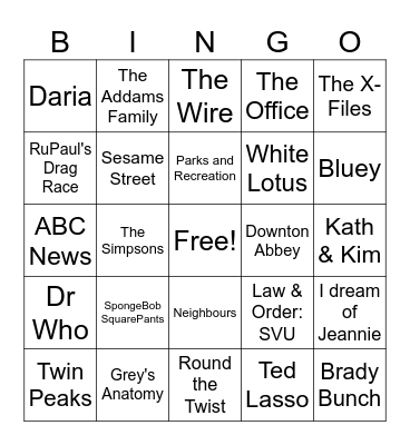 TV! Bingo Card
