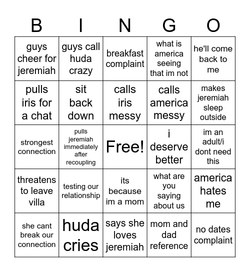 #free jeremiah Bingo Card
