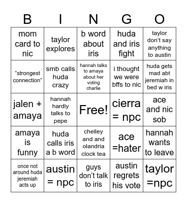 love island s7 ep 12 Bingo Card