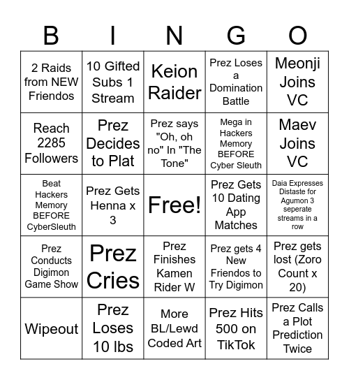 Hackers Memory Bingo Card