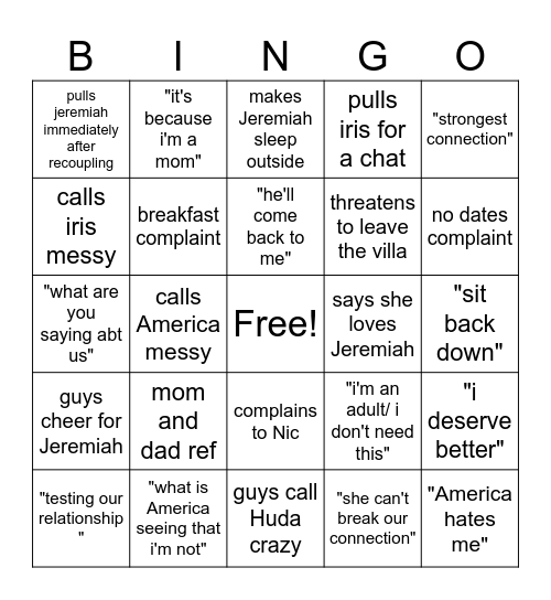 #FreeJeremiah Bingo Card