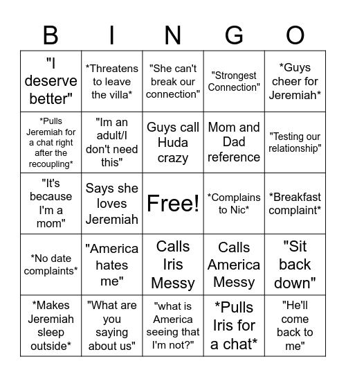 Huda Crashout Card Bingo Card
