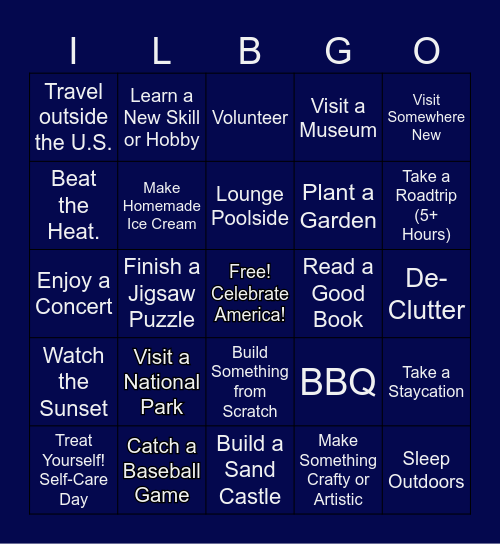 ILB Summer 2025 Challenge Bingo Card