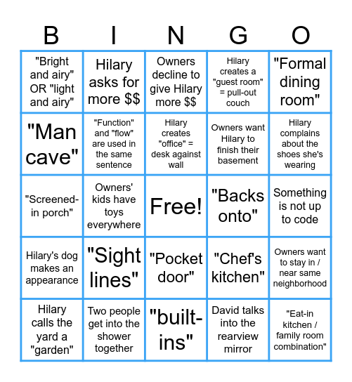 Love It or List It! Bingo Card