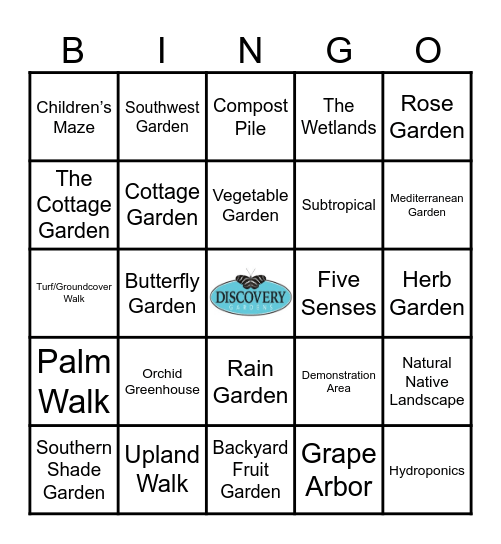 DISCOVERY GARDENS Bingo Card