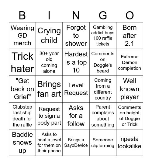 Trick Doggie Meet and Greet Bingo Card