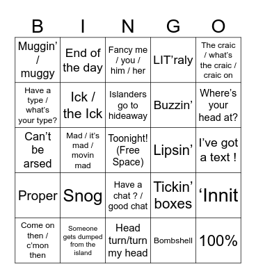 Love Island BINGO v2 Bingo Card
