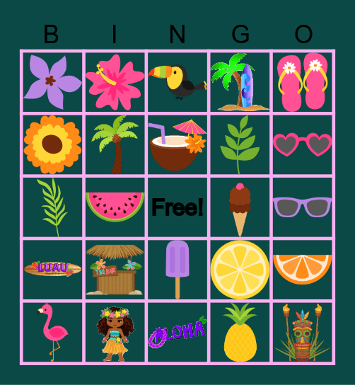 Lambda Luau Bingo Card