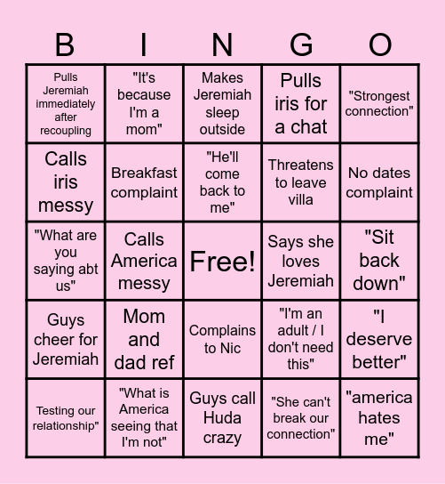 #FreeJeremiah Bingo Card
