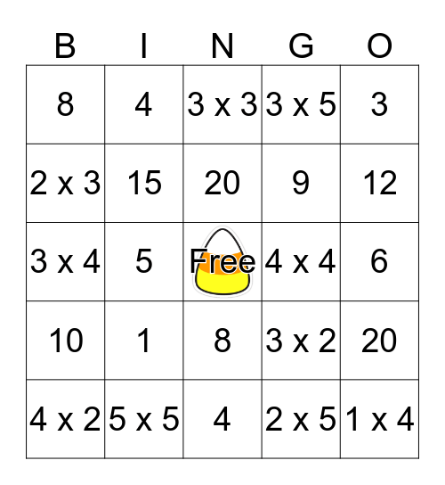 Candy Corn Bingo Card