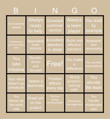 SHOUT OUT BINGO Card