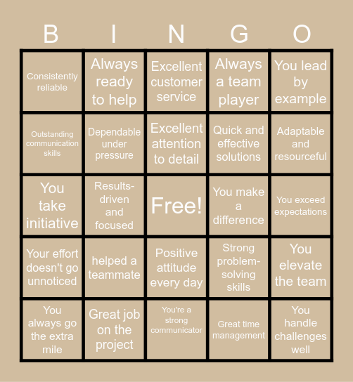 SHOUT OUT BINGO Card