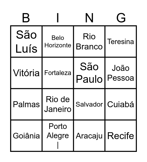BINGO GEOGRÁFICO Bingo Card