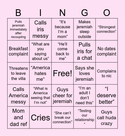 #FreeJEREMIAH #HUDAHATETRAIN Bingo Card
