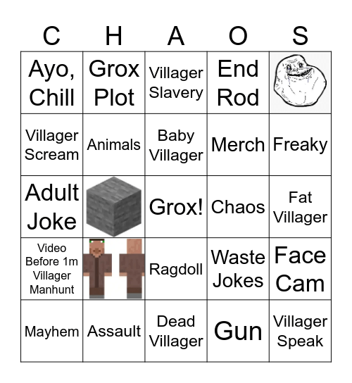 Grox Bingo Card