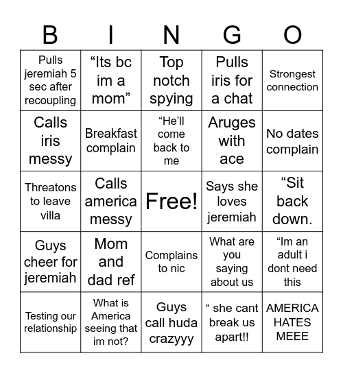 FREE JEREMIAH Bingo Card