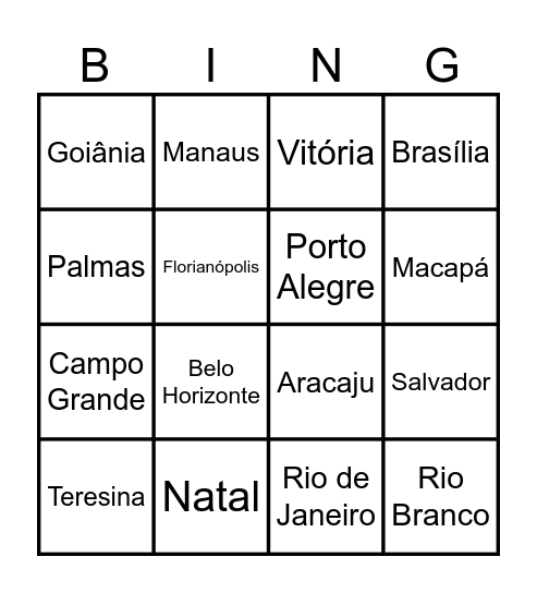 BINGO GEOGRÁFICO Bingo Card