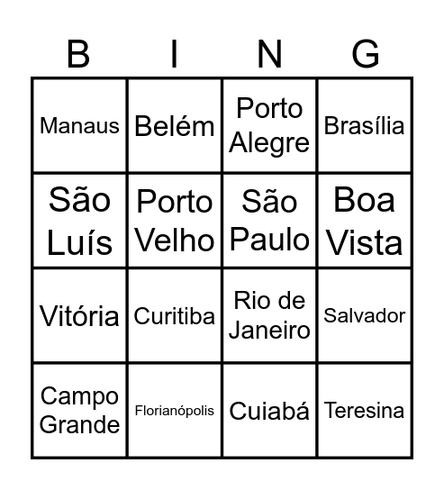 BINGO GEOGRÁFICO Bingo Card