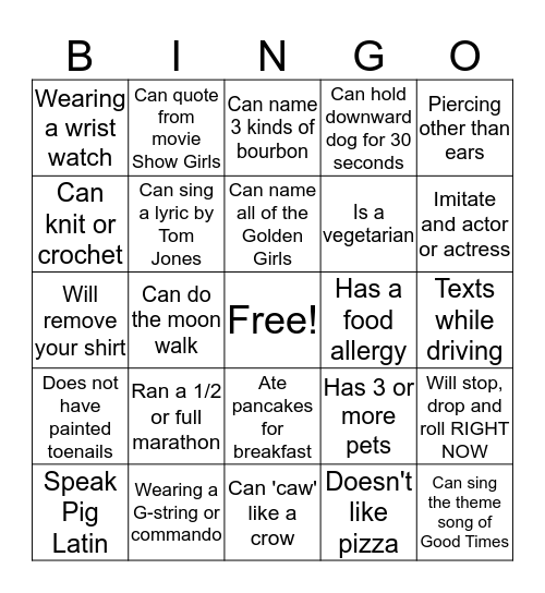 HEATHER'S GET-TO-KNOW-YOU BINGO Card