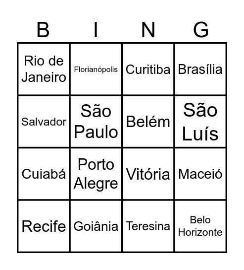 BINGO GEOGRÁFICO Bingo Card