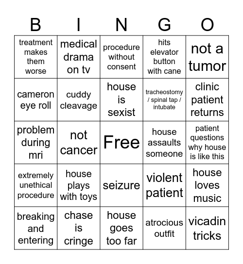 House Bingo Card