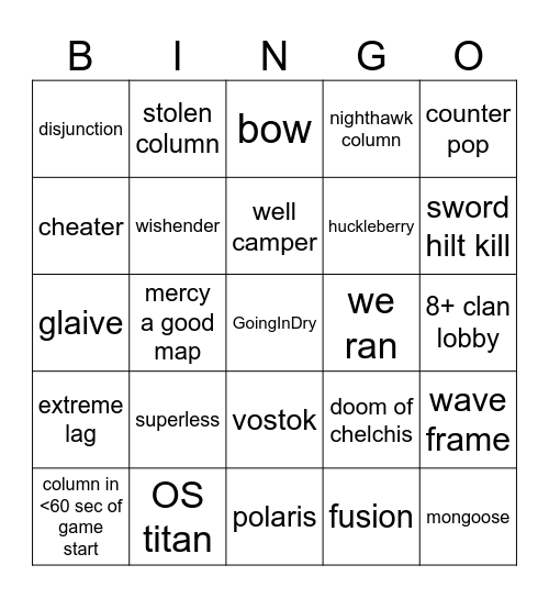 MOCO BINGO Card