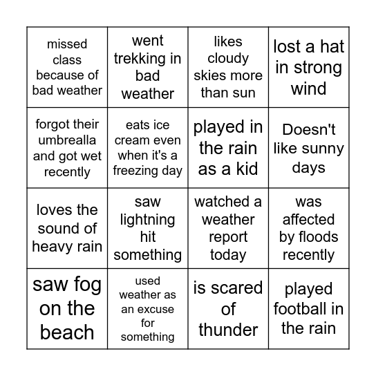 Find someone who... Bingo Card