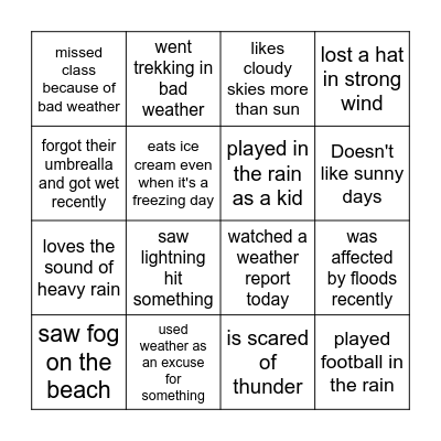 Find someone who... Bingo Card