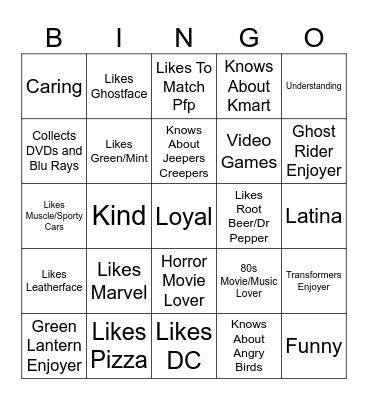 Ghosts Bingo Card