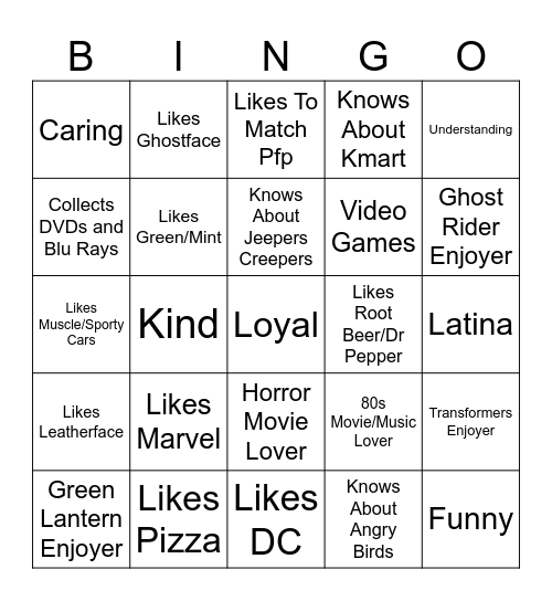 Ghosts Bingo Card