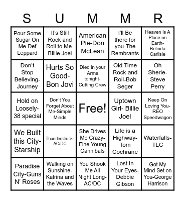 EB Music Bingo Game #1 Bingo Card