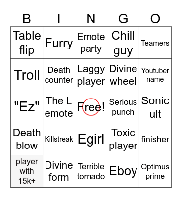 TSB Bingo Card