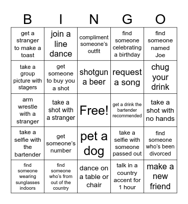 Nashville Bingo Card