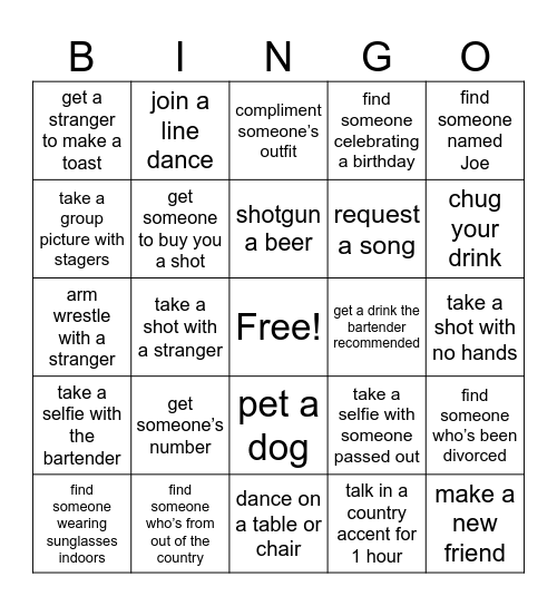 Nashville Bingo Card