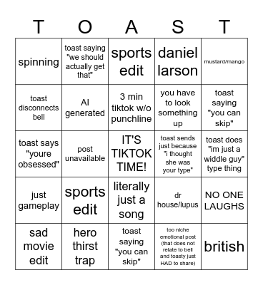 TIKTOK TIME BINGO Card
