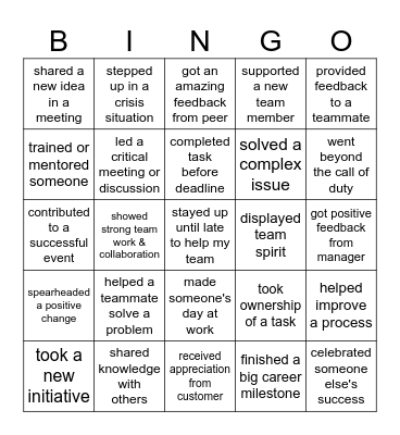Mobility R&R Bingo Card